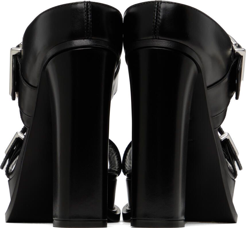 Alexander McQueen Black Platform Buckle Heeled Sandals