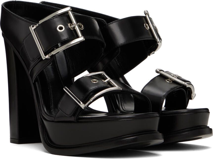 Alexander McQueen Black Platform Buckle Heeled Sandals - Picture 2