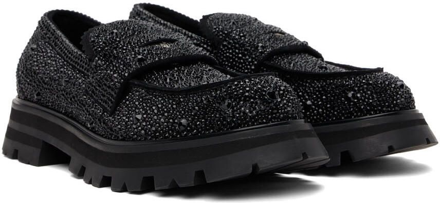 Alexander McQueen Black Rhinestone Loafers - Picture 2