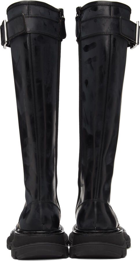 Alexander McQueen Black Tread Lace-Up Tall Boots - Picture 3