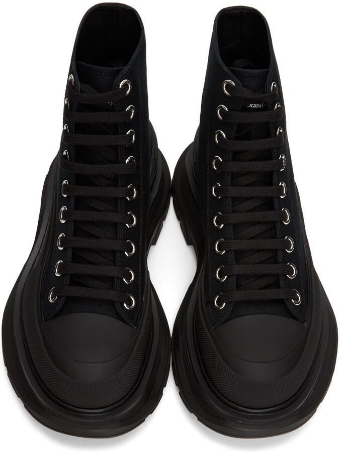 Alexander McQueen Black Tread Slick Platform High Sneakers