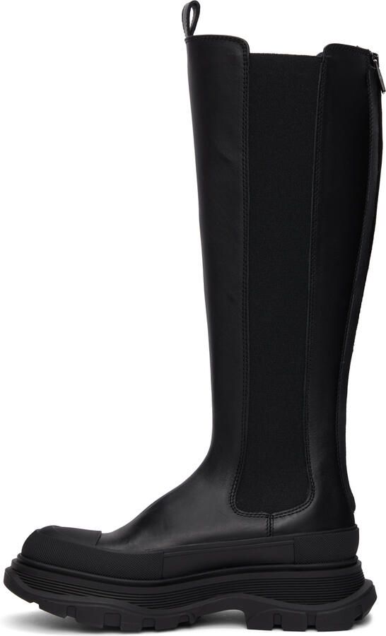 Alexander McQueen Black Tread Slick Tall Boots