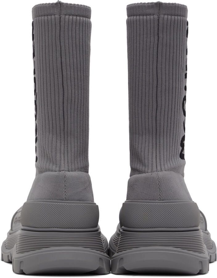 Alexander McQueen Gray Graffiti Tread Slick High-Top Sneakers - Picture 3