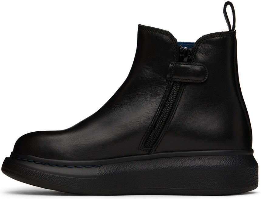 Alexander McQueen Kids Black & Navy Oversized Chelsea Boots - Picture 3