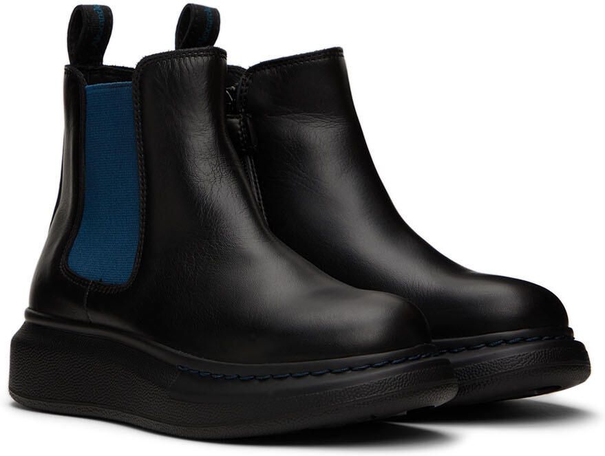 Alexander McQueen Kids Black & Navy Oversized Chelsea Boots - Picture 2