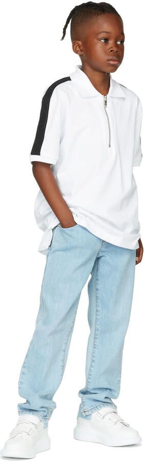 Alexander McQueen Kids White & Blue Oversized Velcro Sneakers - Picture 4