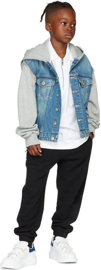 Alexander McQueen Kids White & Blue Oversized Velcro Sneakers - Picture 4