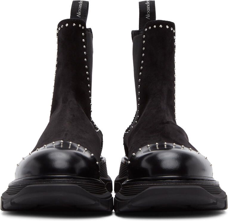 Alexander McQueen SSENSE Exclusive Black & Silver Suede Chelsea Boots - Picture 2