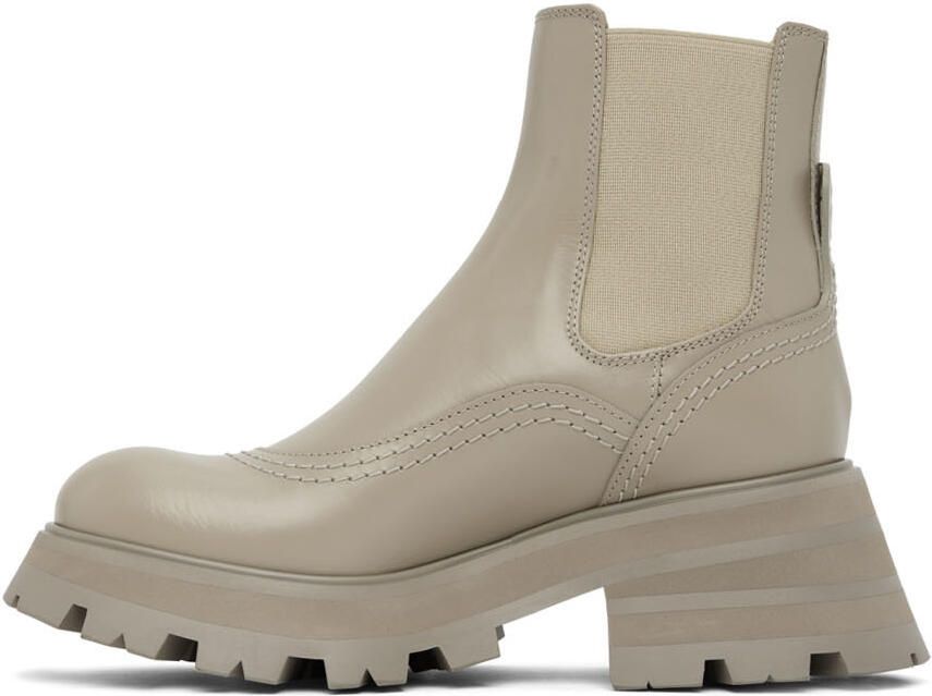 Alexander McQueen Taupe Leather Ankle Boots - Picture 3
