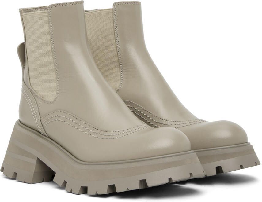 Alexander McQueen Taupe Leather Ankle Boots - Picture 2