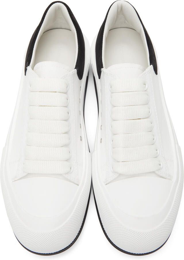 Alexander McQueen White & Black Deck Plimsoll Sneakers