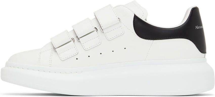 Alexander McQueen White & Black Oversized Triple Strap Sneakers - Picture 3
