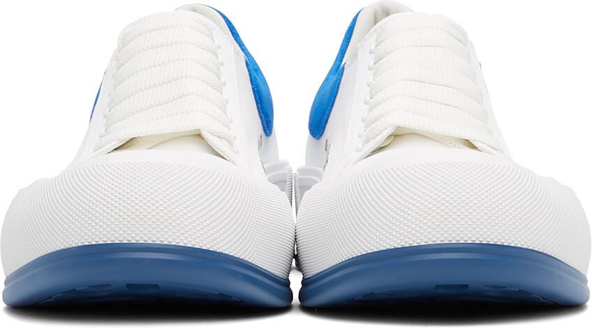 Alexander McQueen White & Blue Deck Plimsoll Sneakers - Picture 3