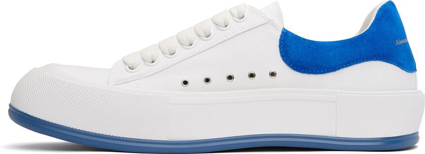 Alexander McQueen White & Blue Deck Plimsoll Sneakers - Picture 4