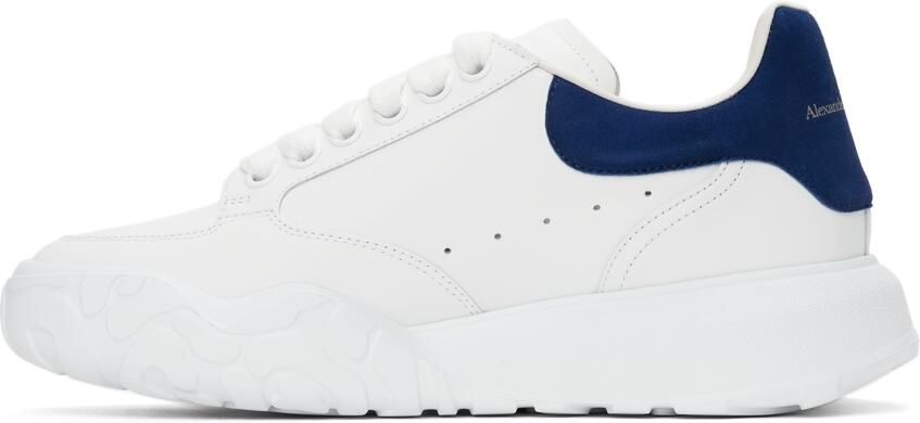 Alexander McQueen White & Blue New Court Sneakers - Picture 4