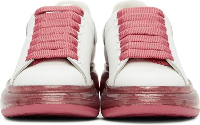 Alexander McQueen White & Pink Glitter Oversized Sneakers - Picture 3