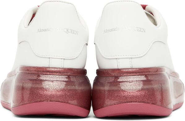 Alexander McQueen White & Pink Glitter Oversized Sneakers - Picture 4