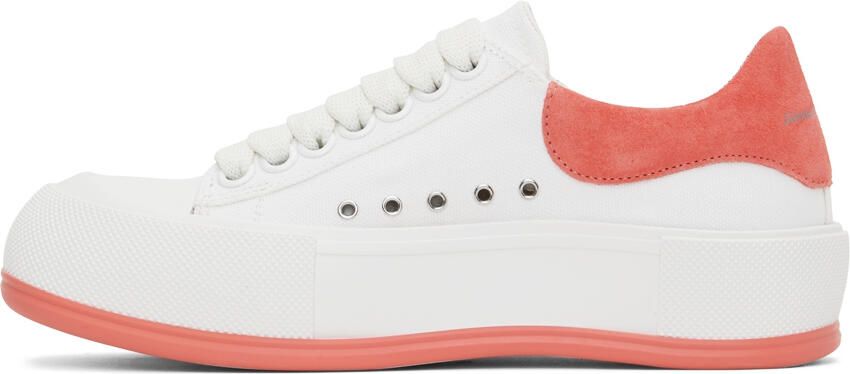 Alexander McQueen White & Pink Plimsoll Sneakers - Picture 4