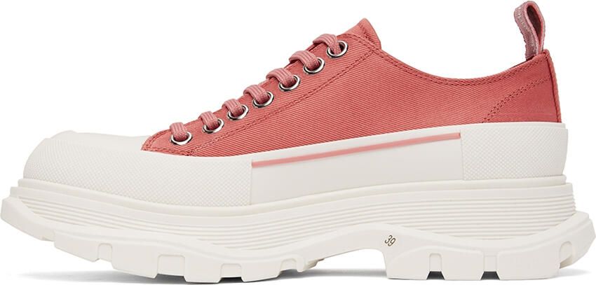 Alexander McQueen White & Pink Tread Slick Sneakers - Picture 3