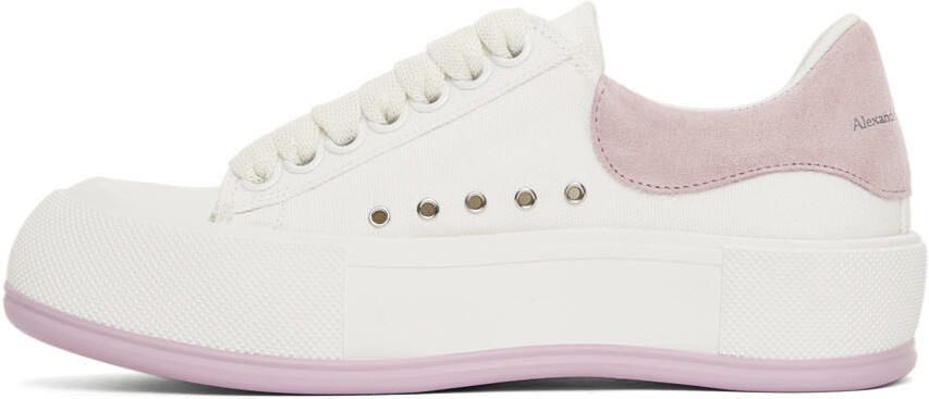 Alexander McQueen White & Purple Deck Lace Plimsoll Sneakers - Picture 4