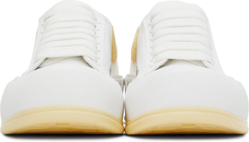 Alexander McQueen White & Yellow Plimsoll Sneakers - Picture 3