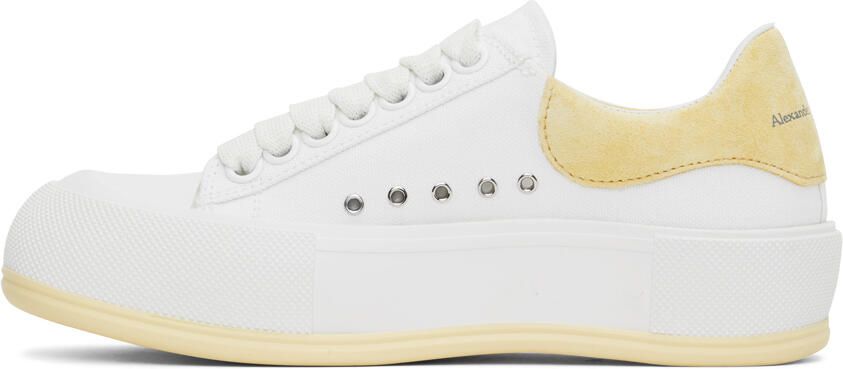 Alexander McQueen White & Yellow Plimsoll Sneakers - Picture 4