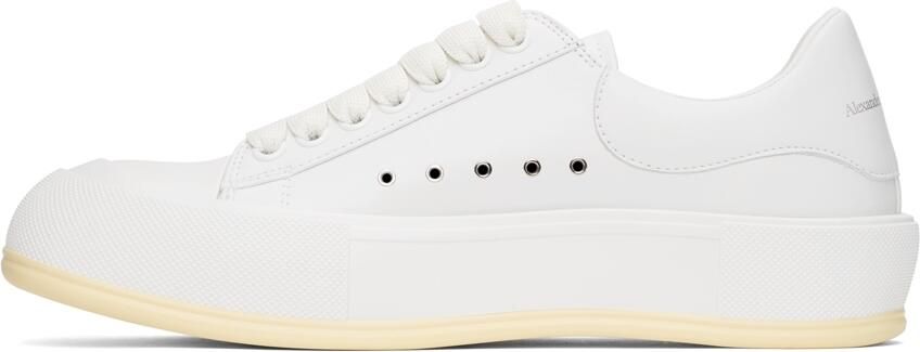 Alexander McQueen White Deck Lace-Up Plimsoll Sneakers - Picture 4
