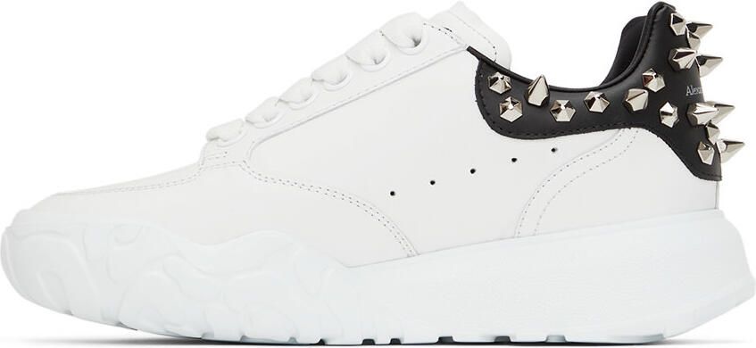 Alexander McQueen White Leather Court Sneakers - Picture 3