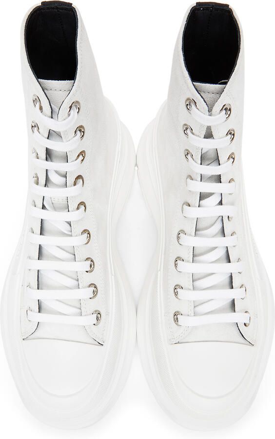 Alexander McQueen White Suede Tread Slick Sneakers