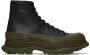 Alexander McQueen Black & Khaki Leather Tread Slick Sneakers - Thumbnail 1