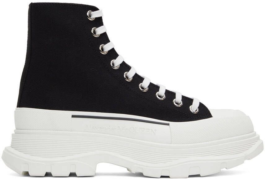 Alexander McQueen Black & White High Tread Slick Sneakers
