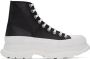 Alexander McQueen Black & White Leather Tread Slick Boots - Thumbnail 1