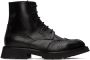 Alexander McQueen Black Leather Lace-Up Boots - Thumbnail 1
