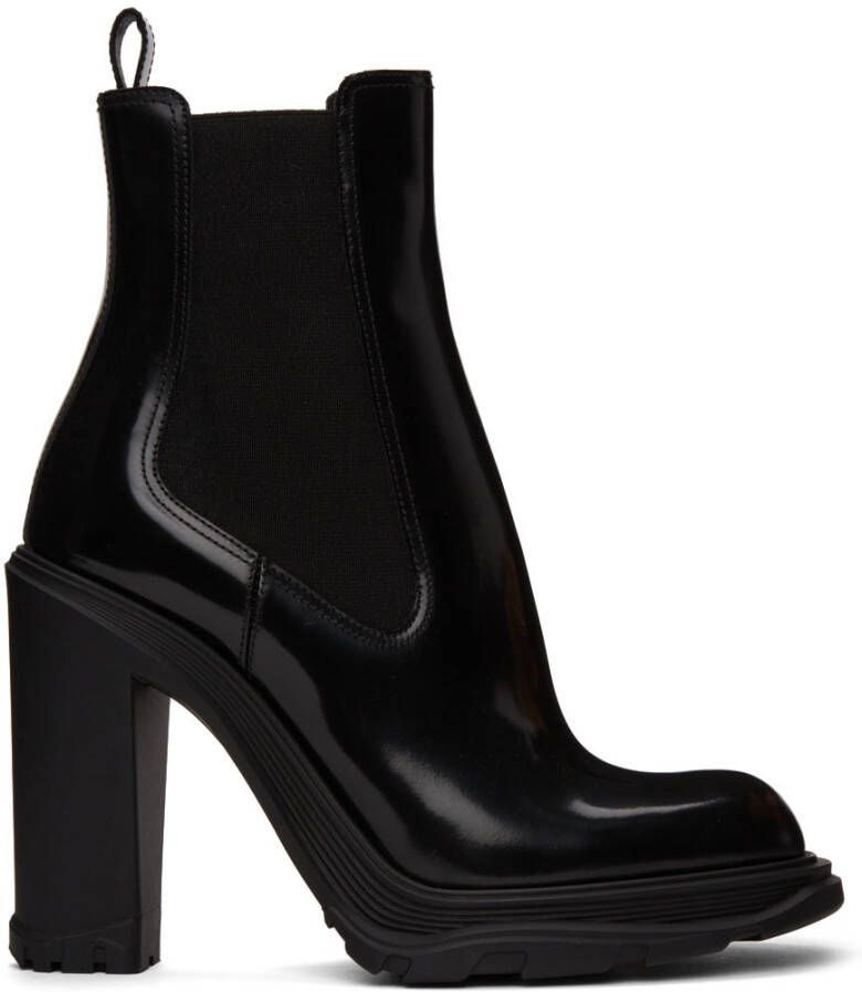 Alexander McQueen Black Tread Heeled Chelsea Boots