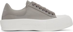 Alexander McQueen Grey Leather Deck Lace-Up Plimsoll Sneakers