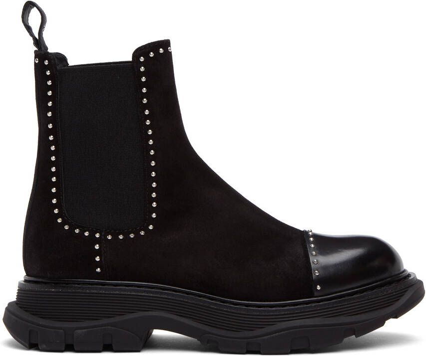 Alexander McQueen SSENSE Exclusive Black & Silver Suede Chelsea Boots