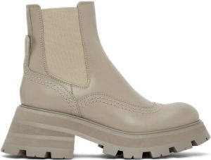 Alexander McQueen Taupe Leather Ankle Boots