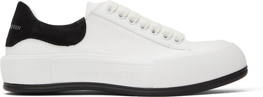 Alexander McQueen White & Black Deck Plimsoll Sneakers