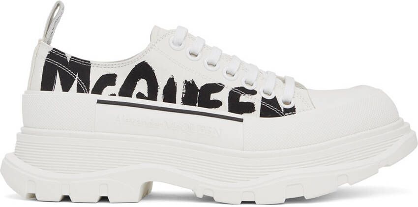 Alexander McQueen White & Black Tread Slick Graffiti Sneakers