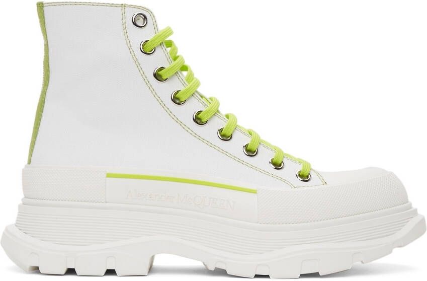 Alexander McQueen White & Green Tread Slick High Sneakers