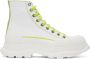 Alexander McQueen White & Green Tread Slick High Sneakers - Thumbnail 1