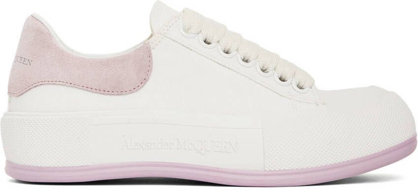 Alexander McQueen White & Purple Deck Lace Plimsoll Sneakers