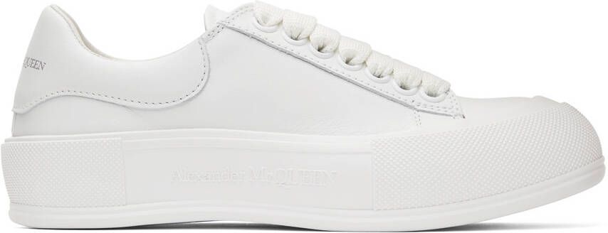 Alexander McQueen White Leather Deck Plimsoll Sneakers