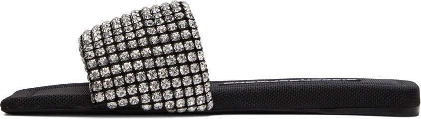 Alexander Wang Black Crystal Anya Flat Sandals - Picture 4