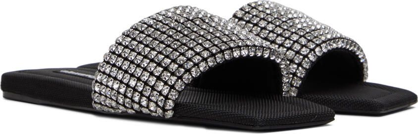 Alexander Wang Black Crystal Anya Flat Sandals - Picture 3