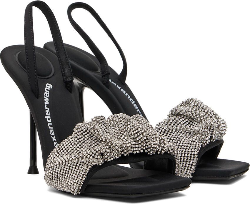 Alexander Wang Black Crystal Scrunchie Julie Heeled Sandals - Picture 2