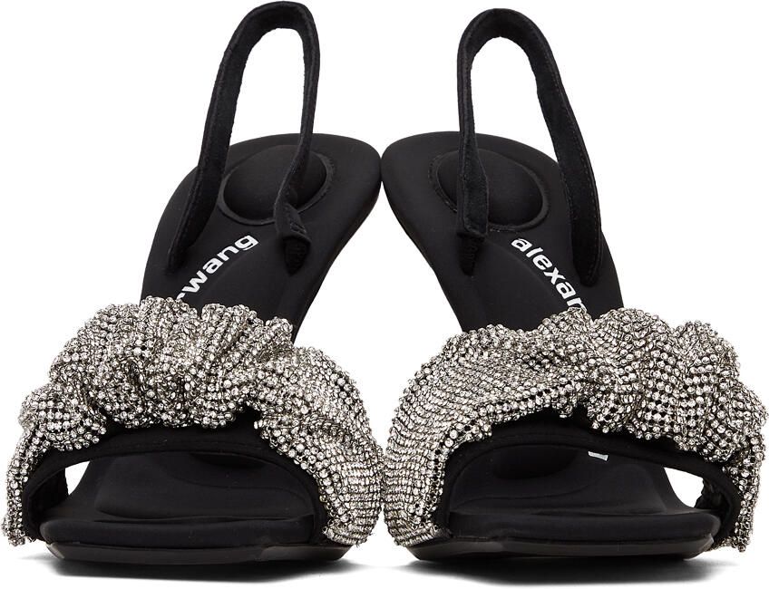 Alexander Wang Black Crystal Scrunchie Julie Heeled Sandals - Picture 3