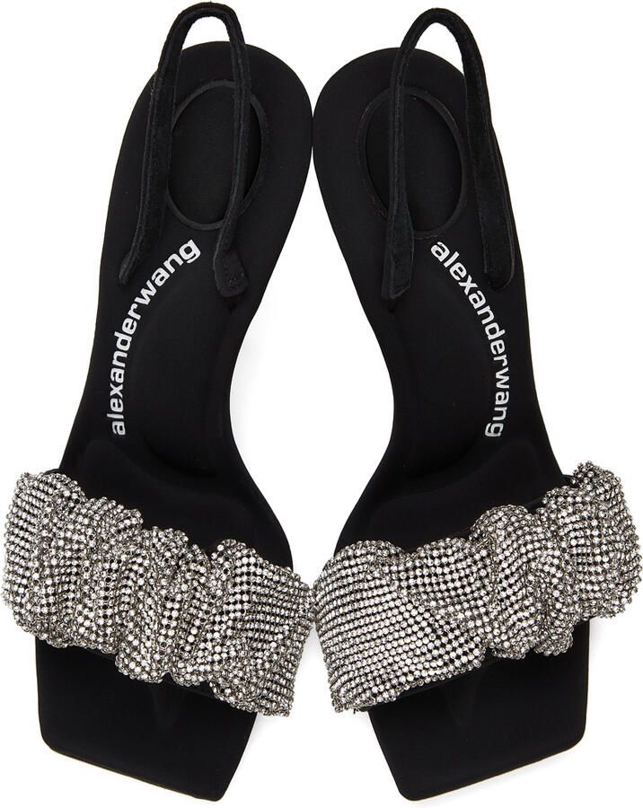 Alexander Wang Black Crystal Scrunchie Julie Heeled Sandals - Picture 2