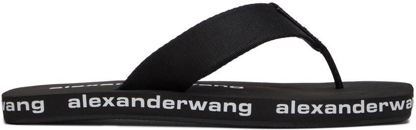 Alexander Wang Black AW Nylon Logo Flat Sandals
