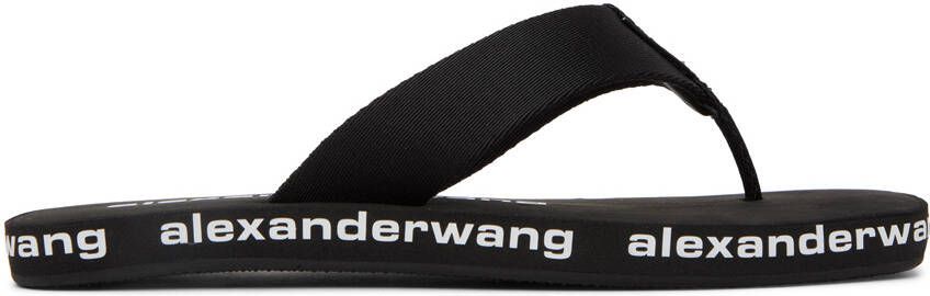 Alexander Wang Black AW Nylon Logo Flat Sandals